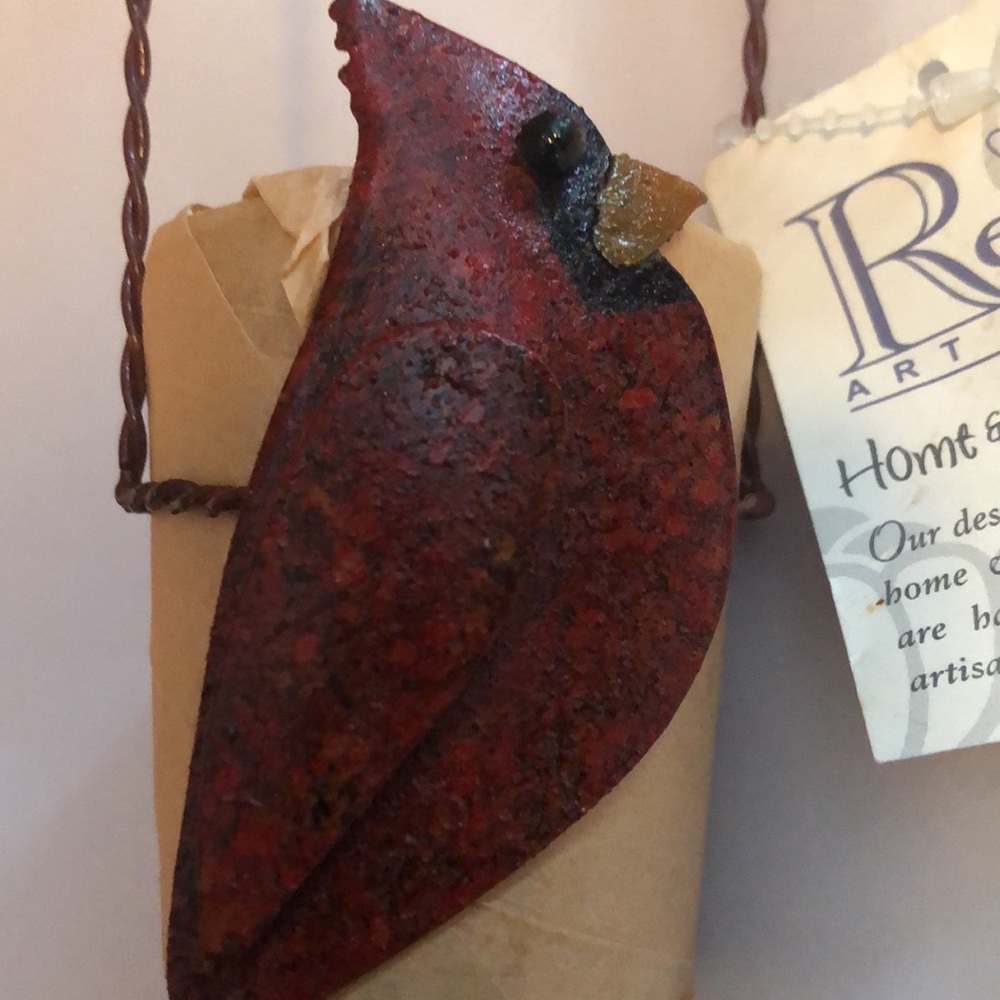 NWT - Regal Art Rustic Metal Cardinal votive holder.